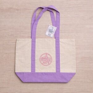 Trader Joes Tote Bag Lavender Purple Canvas 20" × 14”